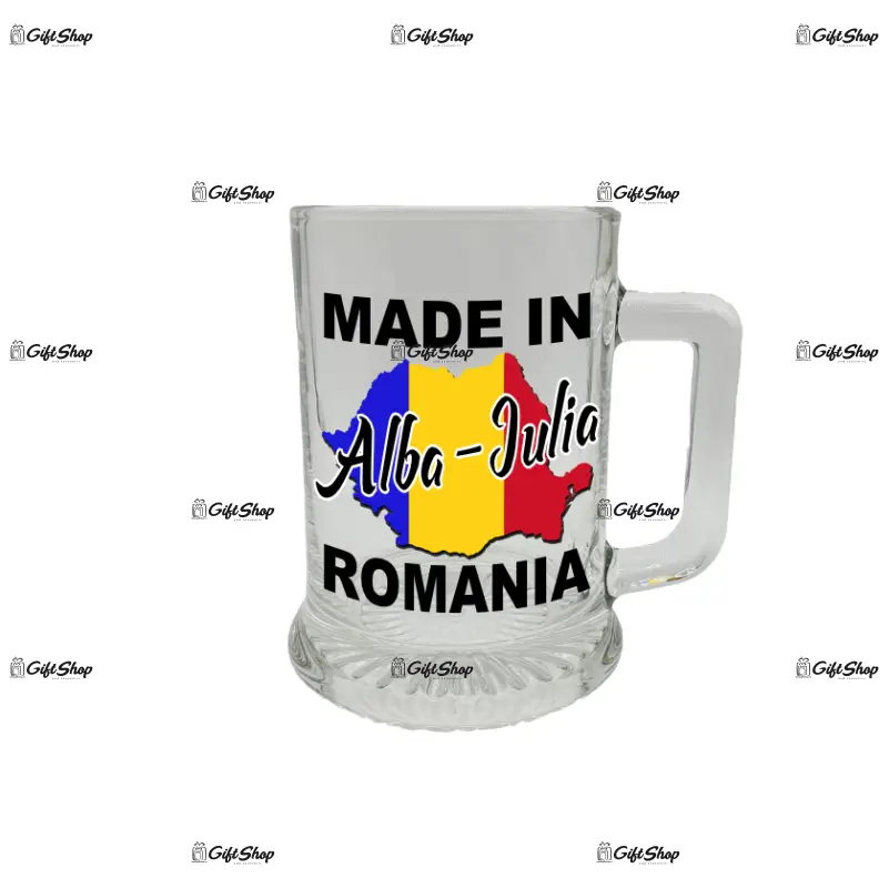 Made in alba-iulia romania, halba cu mesaj